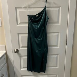 H&M Dark Green One-Shoulder Dress